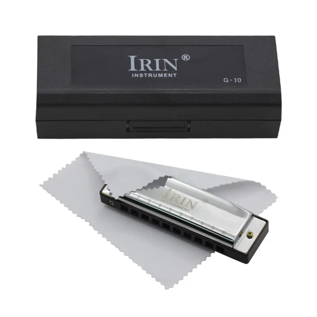

Metal 10 Hole Harmonica Double Key G Note for Adults Beginners Students