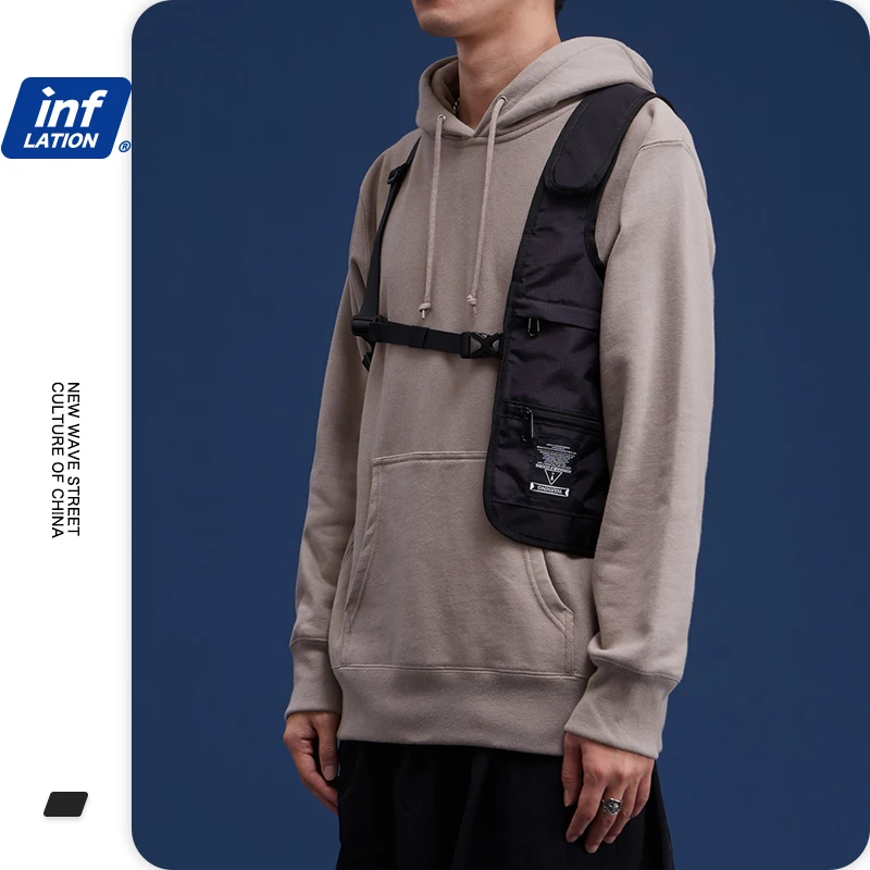 Мужская нагрудная сумка INFLATION черная через плечо в стиле хип хоп модель