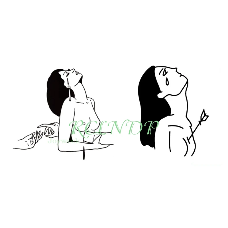 Водостойкая Временная наклейка для татуировок сексуальный рот сердечко старая