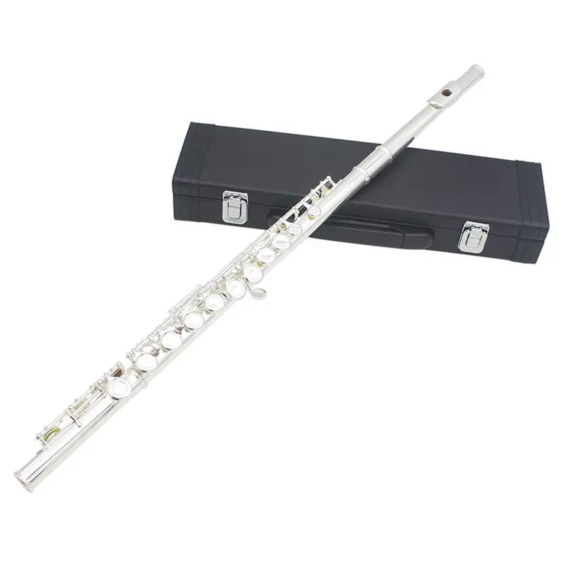 SLADE Western Concert Flute Cupronickel Plated Silver 16 Holes C Key Woodwind Instrument with Gloves Mini Screwdriver Padded Cas | Флейта