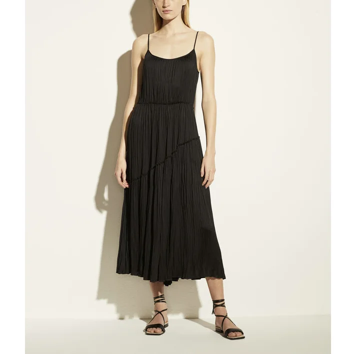 

Leisure Vacation Style Sling Skirt Pleated Ruffled Asymmetrical Sexy Dress