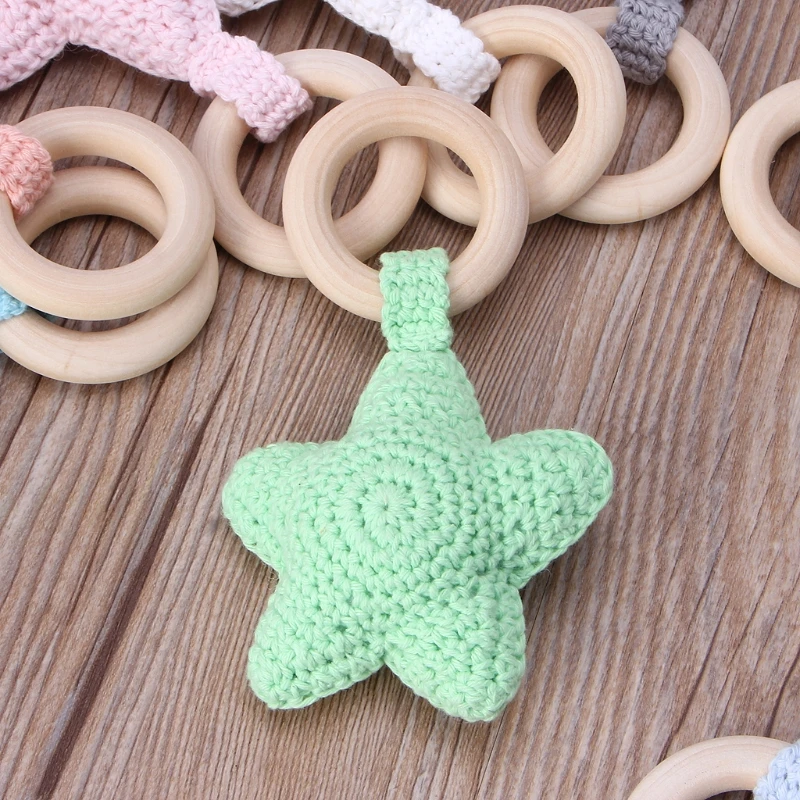 

New Baby Teething Ring Chewie Teether Safety Wooden Natural Star Sensory Toy Gift
