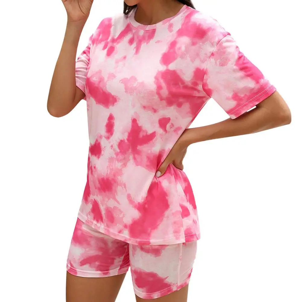 

Women Printed Sleepwear Fashionable Sleep Pajama Set Female Casual Short Sleeve Elastic Waist Nightwear Retro Women Pajama