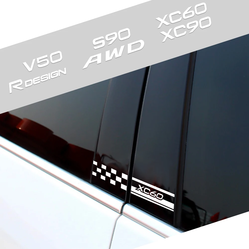 

Car Side Window Center B Pillars Stickers 2PCS Auto Reflective Decals For Volvo RDESIGN T6 AWD S40 S60 S90 XC40 XC60 XC90 V40