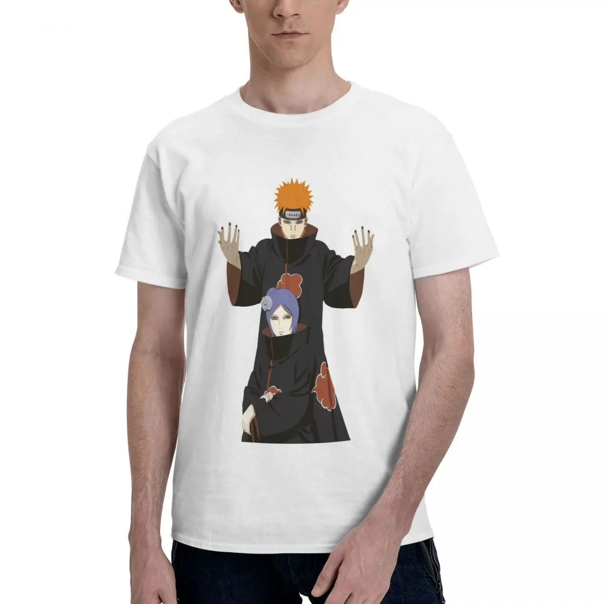 

Мужская футболка из чистого хлопка с рисунком обезболивающего Конана Яхико Акацуки, Новое поступление одежды