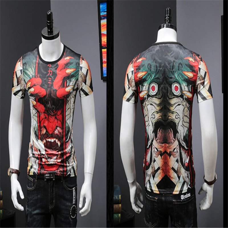 

High quality Printed Men Brand clothing Slim Male Plus Size Fashion Homme TShirt Hiphop Streetwear T-Shirt