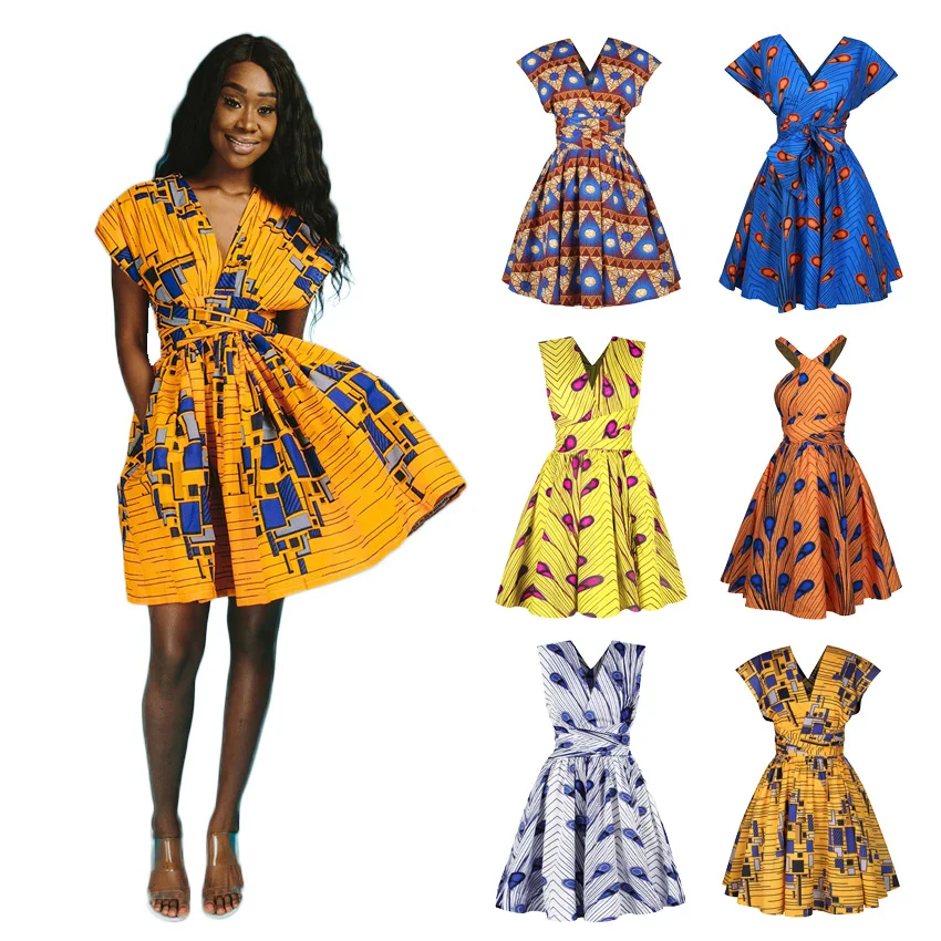 Платье женское в африканском стиле Бандажное пикантное с принтом Анкары