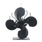 Вентилятор для камина, черный с 4 лопастями, экологически чистый и тихий домашний вентилятор для эффективного распределения тепла