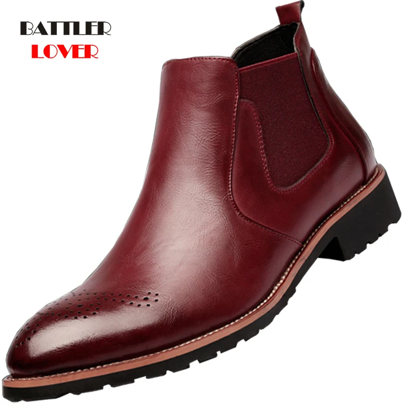 

Men Autumn Winter Classic Genuine Leather Ankle Chelsea Boots for Male Slip On Cow Leather Martin Botas Vintage Motorcycle Boot