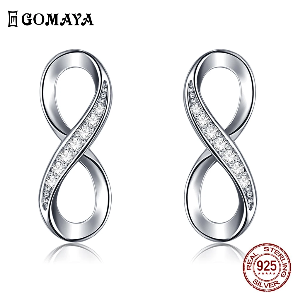 

GOMAYA Featured Product Real 925 Silver Stud Earrings For Women Lovely Zircon Earring Girl Female Christmas Accessories Gift