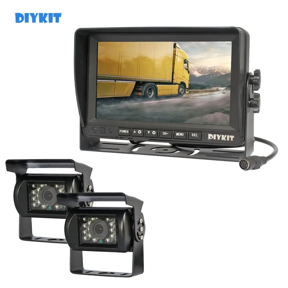 DIYKIT AHD 7 &quotIPS LCD Автомобильный HD монитор заднего вида 2 x водонепроницаемый ИК