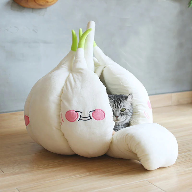 

Garlic Cat Bed Mat Soft Warm Pet Cat House Soothing Cat Bed for Dog Cat Sitting Home Puppy Sleeping Plush Nest Cave