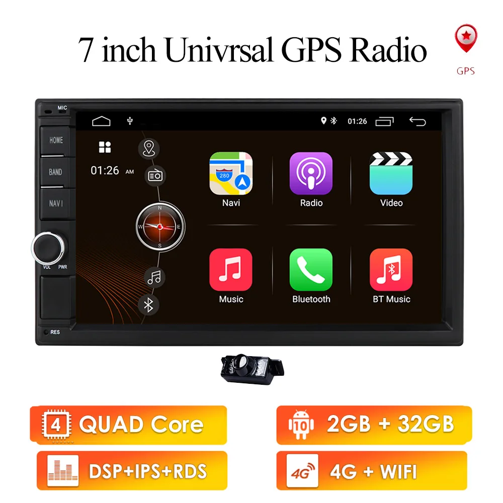 Четырехъядерный Android 10 2 Гб ОЗУ 16 ПЗУ поддержка 4G WIFI Сеть автомобиля GPS din