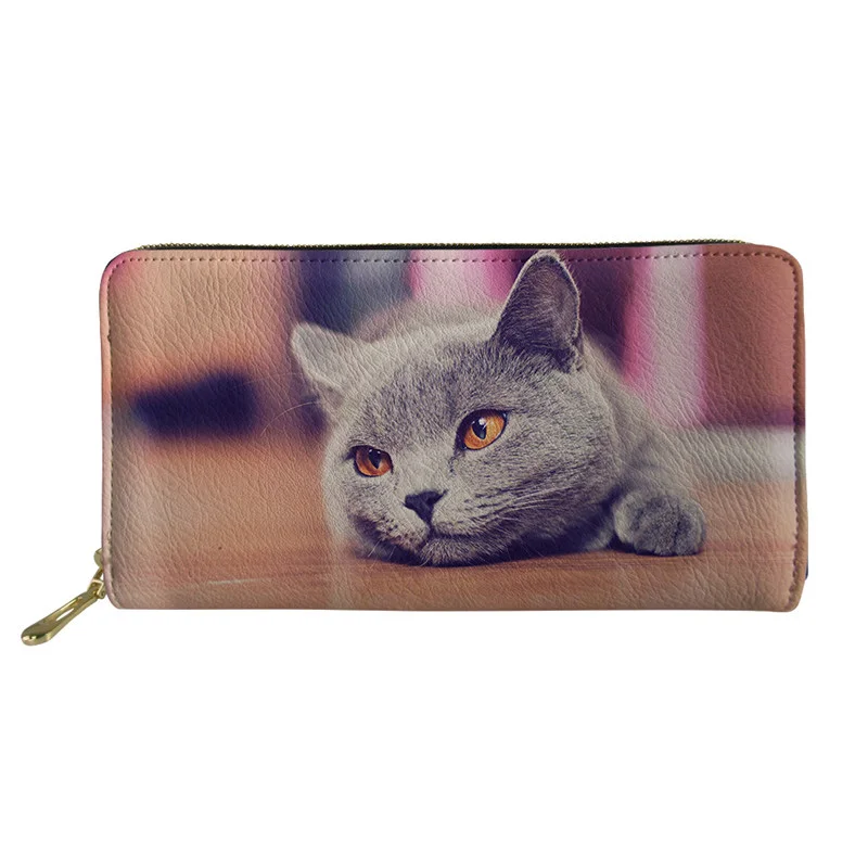 

Noisydesigns Cat Women Long Purse Printing Wallet Leather Female Travel Passport Cover Card Holder Clutch Drivers License Wallet