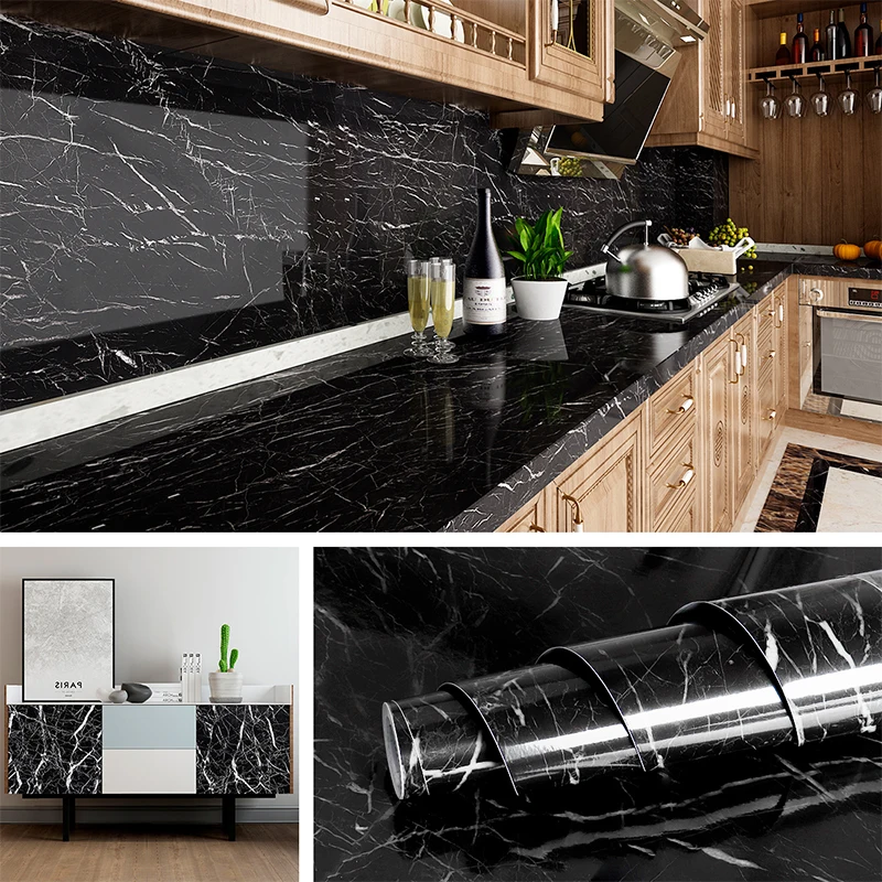 

5M Marble Wall Papers Vinyl Film Waterproof Self Adhesive Stickers for Bathroom Kitchen Cupboard Countertops Contact PVC Sticker