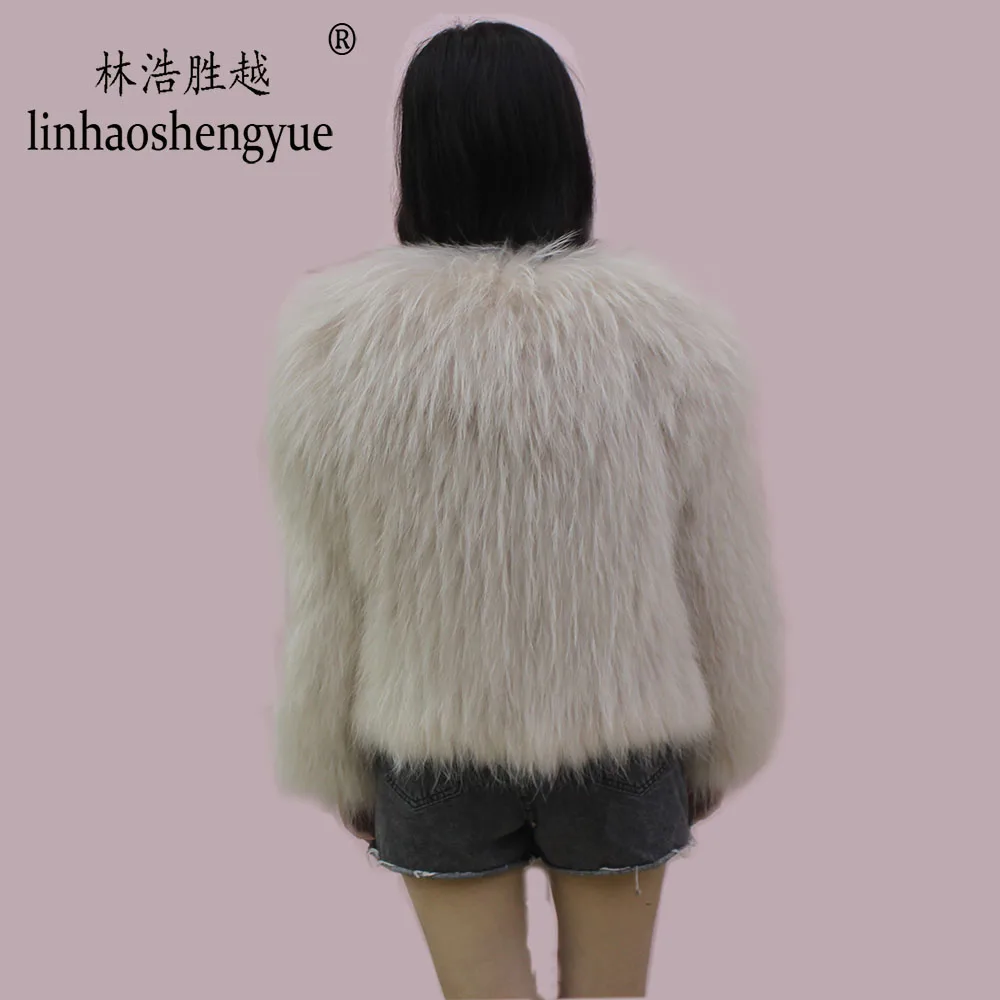 Linhaoshengyue 2020 hot fashion  women Real raccoon fur short coat  Real fur