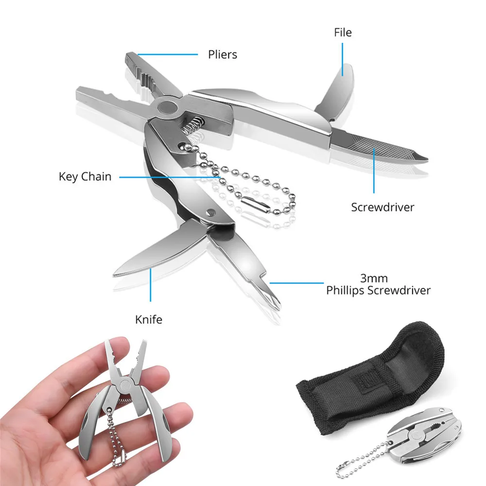 5 в 1 многофункциональный складной нож брелок из нержавеющей стали| |