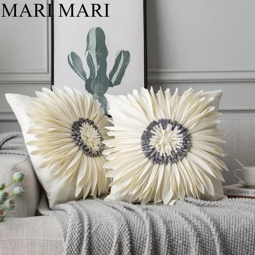 

MARI MARI Nordic Cushion Covers Sunflowers Sofa Pillows for Bedroom Home Decor Cusion Square Cotton Throw Pillow