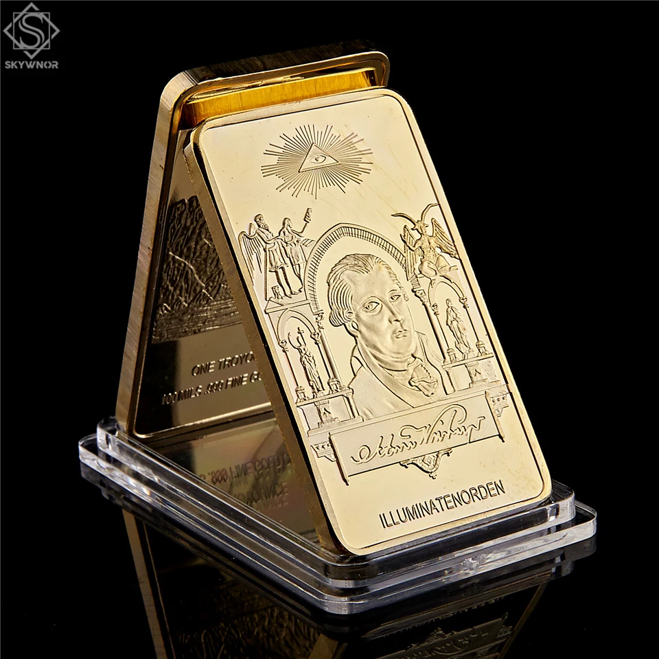 

1776 Masonic Novus Ordo Seclorum Freemasonry Illuminati Symbol Rare 24kt Replica .999 Gold Bullion Bar