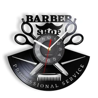 barber shop vintage vinyl music record wall clock hairdressing hair salon hanging watch professional service accessories decor