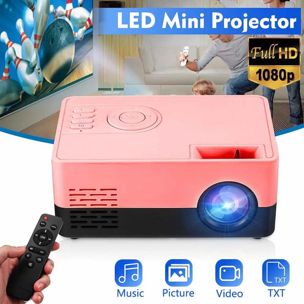 ЕС Мини светодиодный HD проектор для телефона портативный домашнего кинотеатра