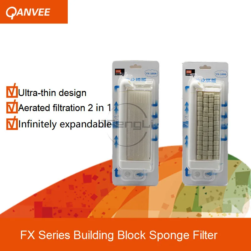 

QANVEE Сверхтонкий Губчатый Фильтр, строительный блок, может удлинить фильтр для аквариума, серия FX, газовый фильтр, сменный хлопок
