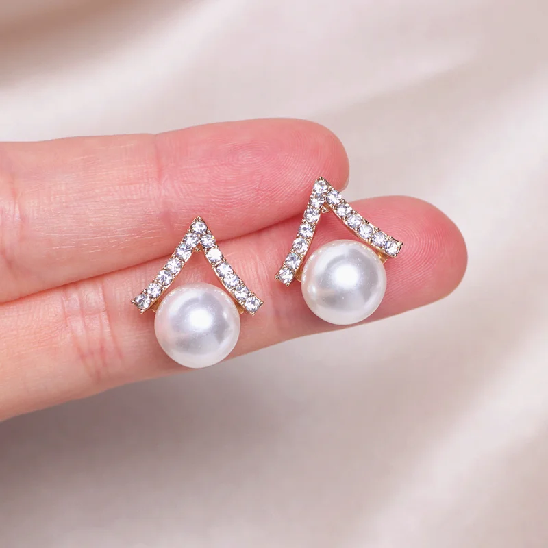 Женские серьги гвоздики с искусственным жемчугом|Серьги-гвоздики| |