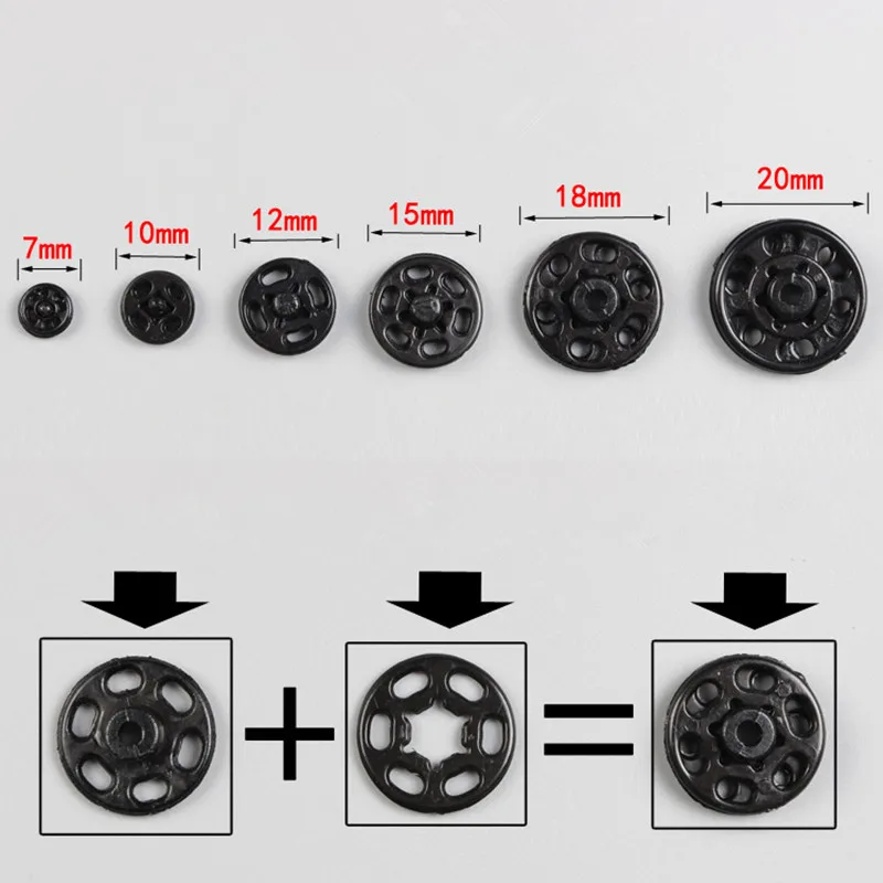 Черные/белые/прозрачные невидимые нейлоновые защелкивающиеся кнопки 7/10/12/15/18/20