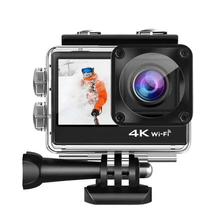 للبيع دروبشيبينغ ثنائي الشاشة 30 متر مقاوم للماء 4K كاميرا رياضية واي فاي المضادة للاهتزاز عمل كاميرا الفيديو