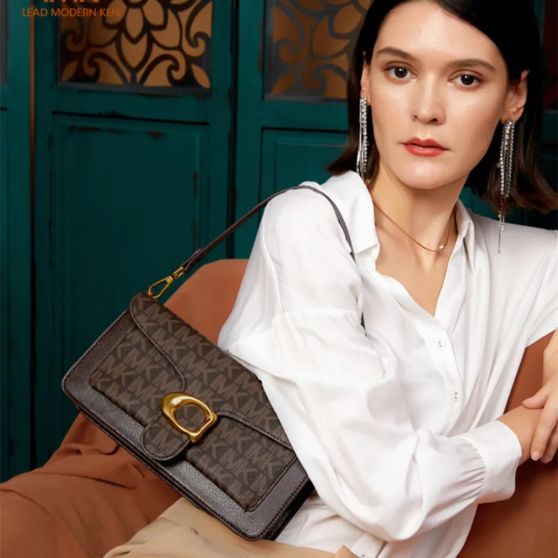 

2021 New Fashion Famous Luxury Brand Ladies High-quality Genuine Leather Retro Printing Flap Underarm Bag Crossbody Shoulder Bag