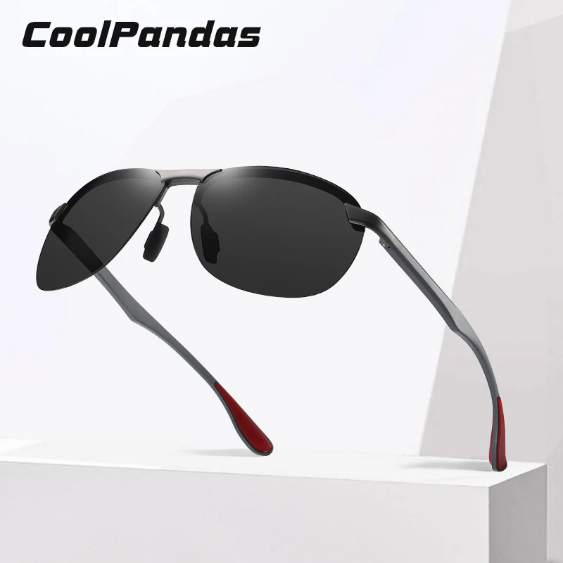 

2022 Men Vintage Aluminum Polarized Sunglasses Brand Sun glasses Semi-Rimless Driving Eyewear For Men Women UV400 oculos de sol