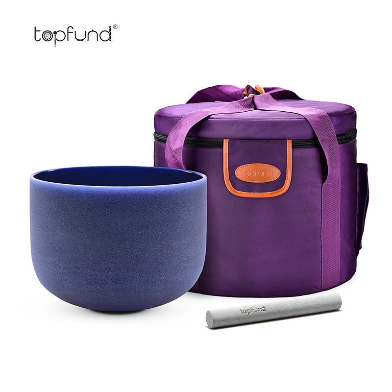 

TOPFUND Indigo A Note Crystal Singing Bowl Third Eye Chakra 8 Inch with Heavy Duty Carrying Case and Singing Bowl Suede Striker