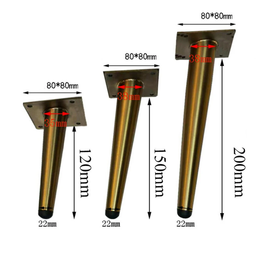 4PCS W/16 Screws Golden Stainless Steel Sofa Legs Cupboard Cabinets Furniture Feet Stand 12/15/20cm Oblique DIY | Дом и сад