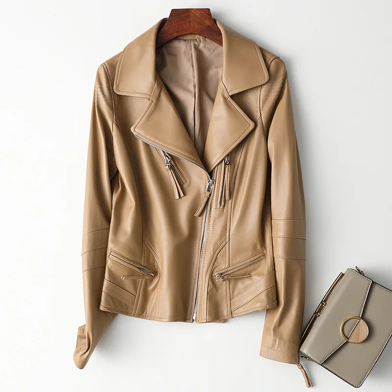 

Natural Sheepskin Coat Female Autumn Spring Coats Korean Streetwear Genuine Leather Jacket Women Real Leather Jackets T01