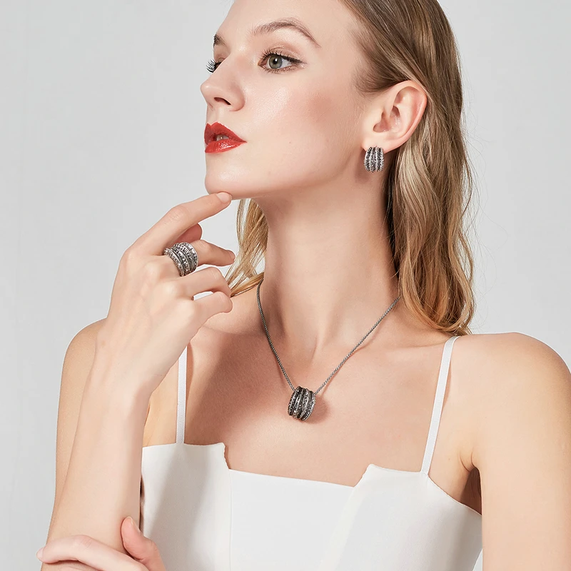 Mytys новый дизайн бренда черный марказит Серьги для Для женщин достойно под