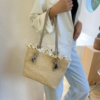 summer beach woven bag women straw travel holiday vacation handmade tote shopping large capacity ladies lace shoulder bags