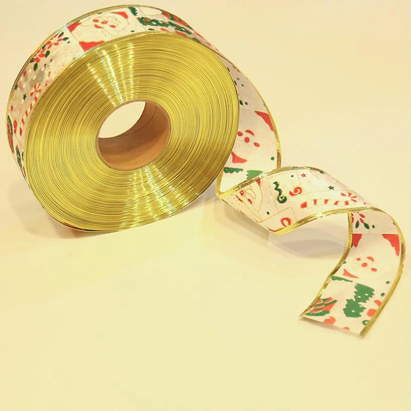 

Polyester Printing Christmas Grosgrain Ribbons DIY Xmas Party Wrapping Decor Supplies Material For Home Decoration