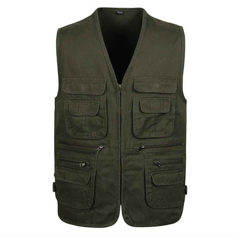 Жилетка мужская хлопковая с множеством карманов повседневная безрукавка жилет