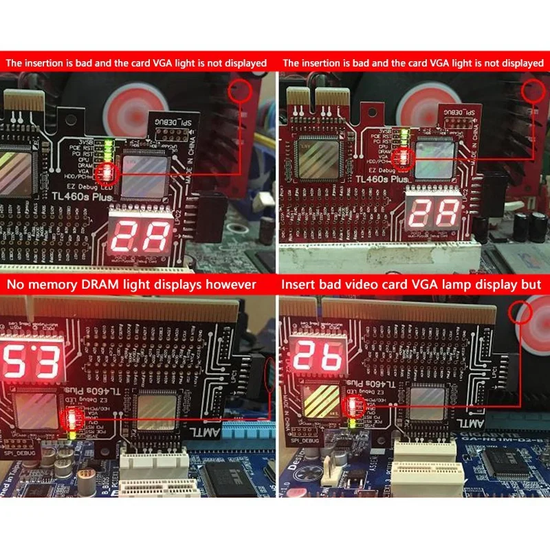 TL460S Diagnostics Card,Analyzer Diagnostic Card for Laptop Desktop Black Motherboard Tester Motherboard