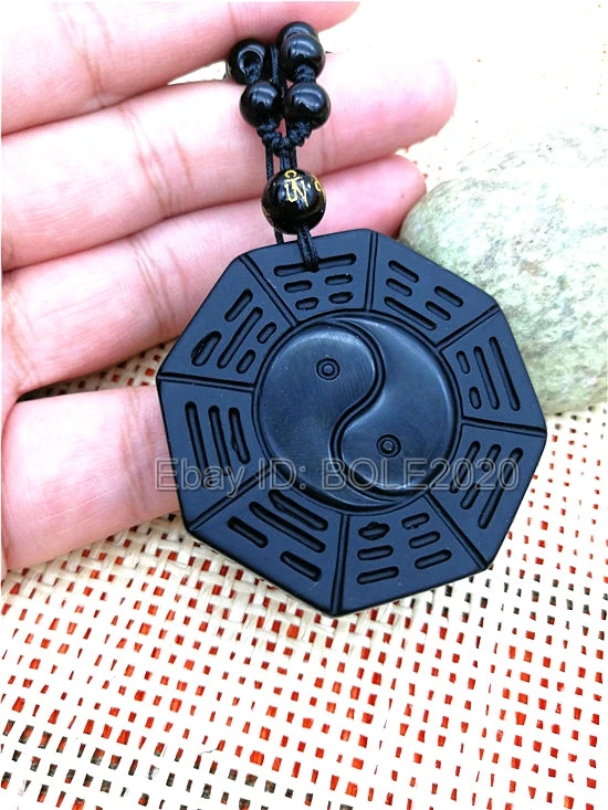 Красивый ручной работы натуральный черный обсидиан резной китайский амулет Бага