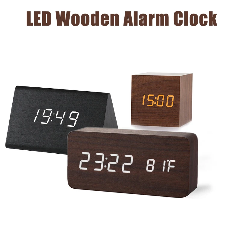 Будильник Светодиодный деревянный креативные электронные настольные часы с USB/AAA