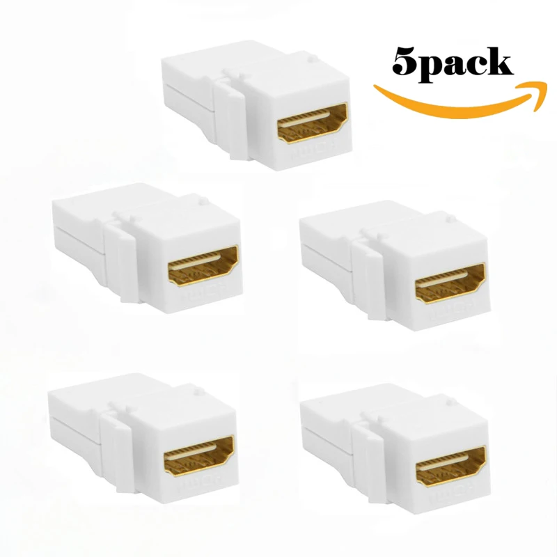 2PACK 90 Degree Right Angle HDMI-compatible 1.4V Snap-in Adapter Coupler Keystone Jack Femea to Wall Plate WhiteLock - купить по