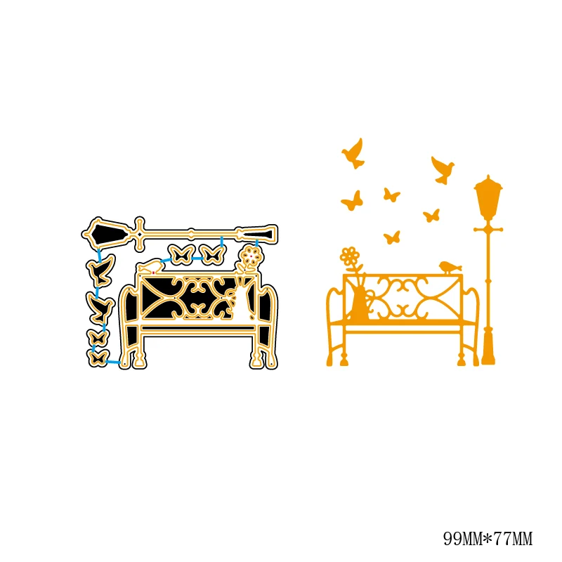 Bench under the street light cutting mold DIY scrapbook album decoration supplies clear stamp paper card | Дом и сад