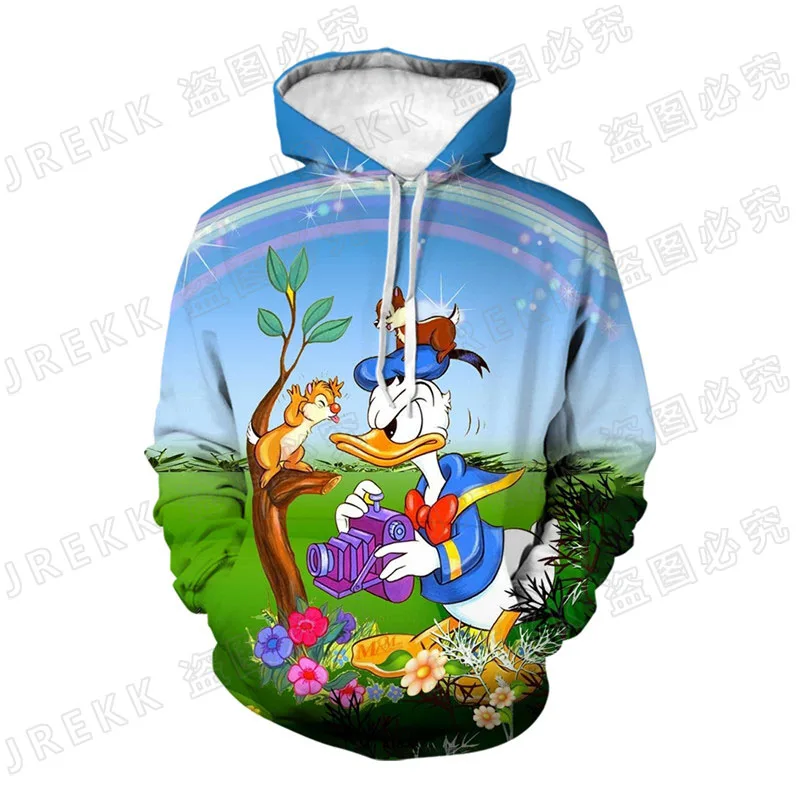 Disney Anime Cool Men Women Children Fashion Donald Duck Hoodies 3D Printed Sweatshirts Pullover Boy Girl Kids Streetwear Coat | Мужская