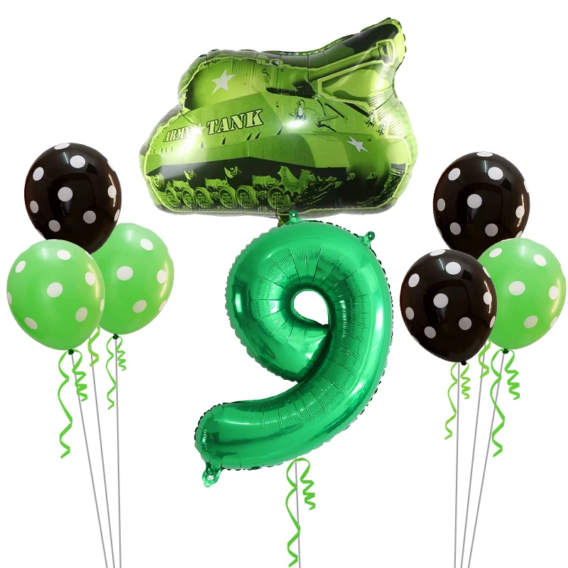 Green 9 8 шт. Мультяшные автомобильные шары, грузовик, поезд, фольгированный шар, 30 дюймов, номер, Полицейская машина, Globos, детские подарки, украшения для дня рождения, для детей - Цвет: Green 9