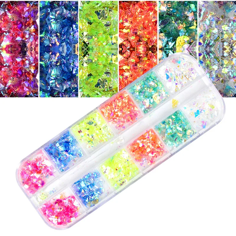 1 комплект нерегулярные ногтей блестящие хлопья акриловое волокно в стиле