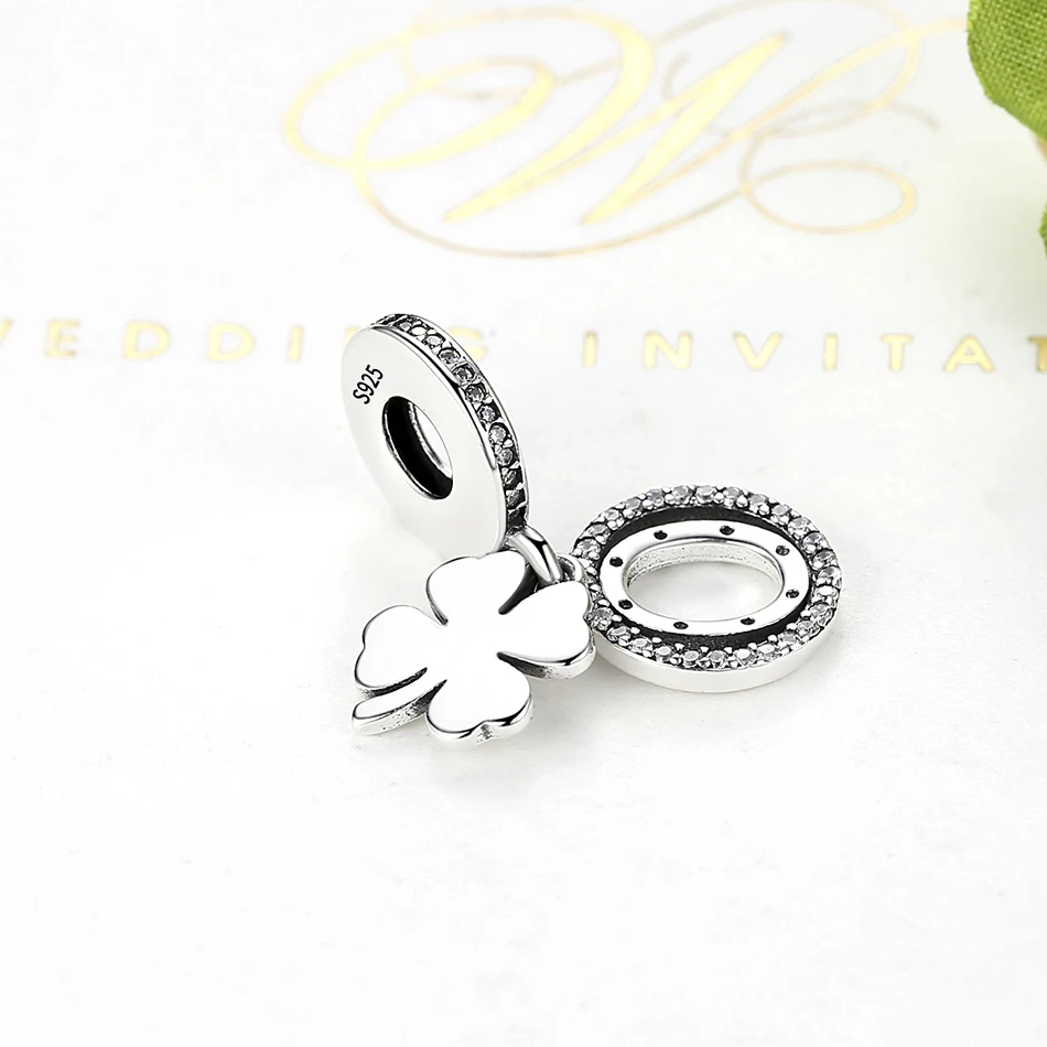 100% 925 пробы серебра в виде четырехлистного клевера тисненый &amp счастливая