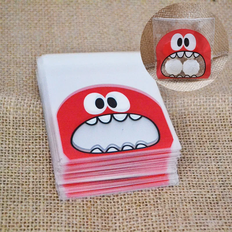 100 шт, Рождественская посылка для печенья, конфет, Подарочная сумка, сделай сам, самоклеющиеся полипропиленовые пакеты для рождества, домашняя Праздничная упаковка, украшение для выпечки - Цвет: ce080red