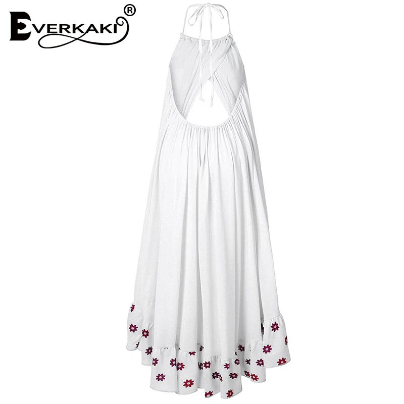 Everkaki Длинное Платье женское пляжное платье с цветочным принтом Boho Летнее