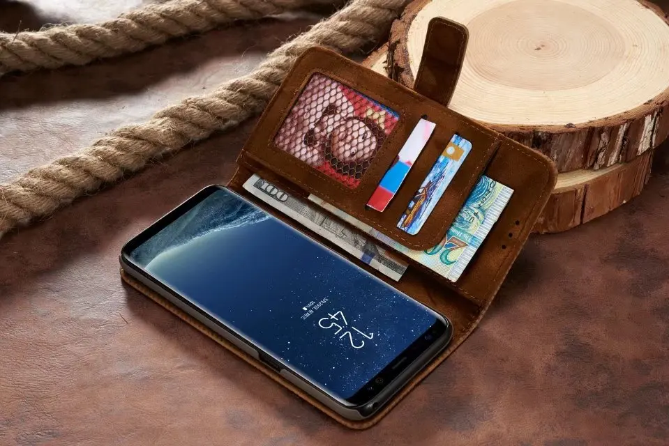 Ретро Кожаный чехол для samsung Galaxy NOTE 9 8 S9 S8 Plus S7 S6 Edge Iphone X 7 6S 5s кошелек флип-чехол с